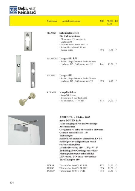 Katalog für Industrie und Handwerk - Gebr. Reinhard - Stahlhandel