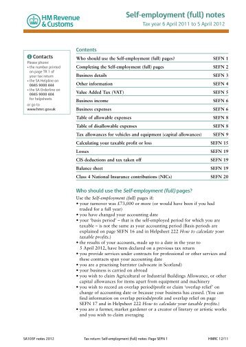 Self-employment (full) Notes - HM Revenue & Customs