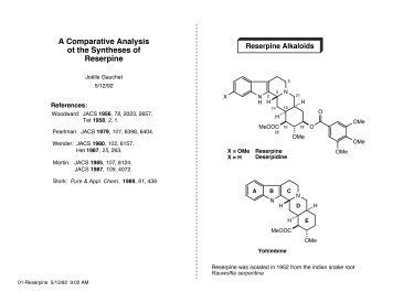 A Comparative Analysis ot the Syntheses of Reserpine