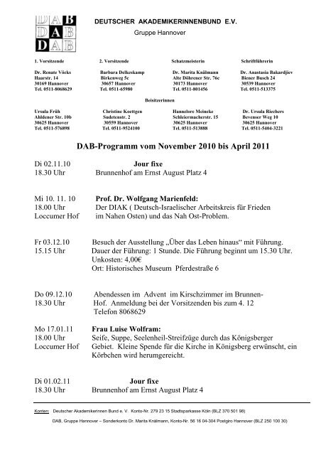 DAB-Programm vom November 2010 bis April 2011 - Deutscher ...