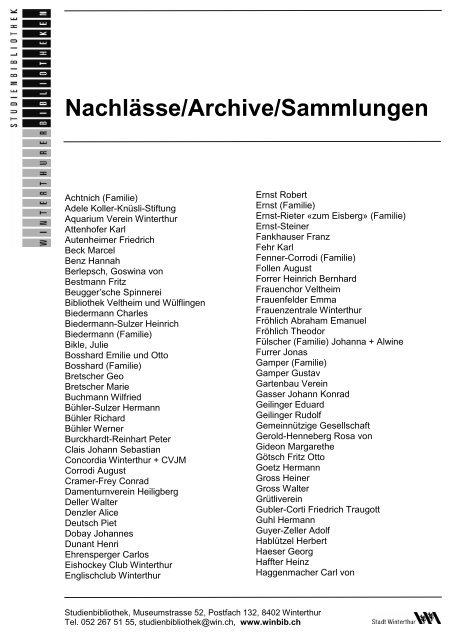 Nachlassverzeichnis