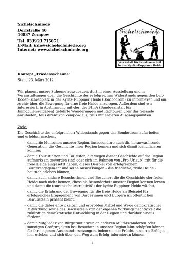 Sichelschmiede Dorfstraße 40 16837 Zempow Tel. 033923 715071 ...