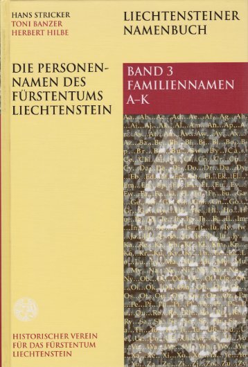 Band 3 - Historischer Verein für das Fürstentum Liechtenstein