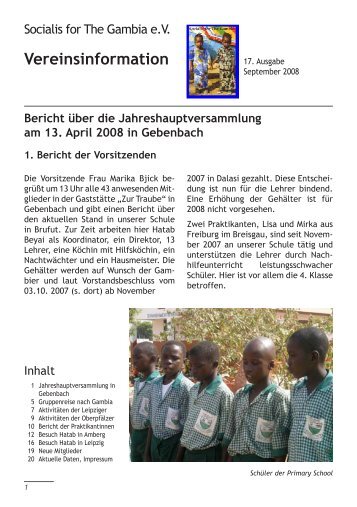 Vereinsinformation - Socialis for The Gambia e.V.