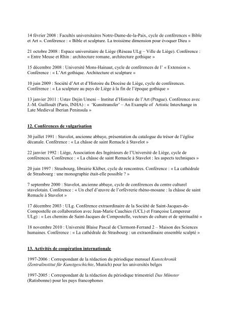 Curriculum vitae - Transitions - Université de Liège