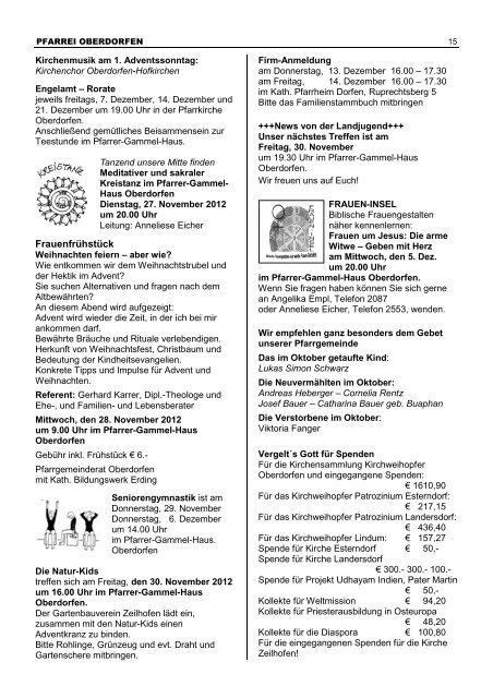 Kirchenanzeiger 24. November - Pfarrverband Dorfen