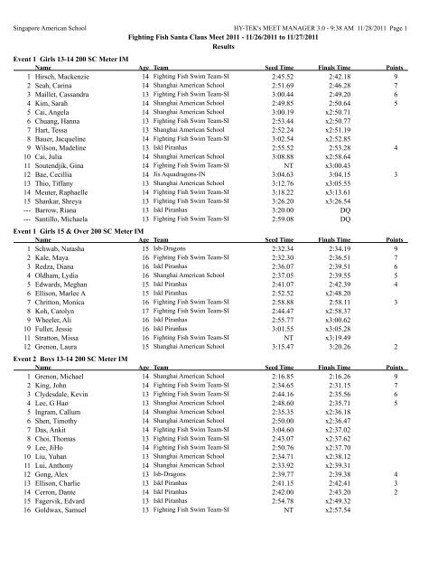 santa claus 2011 results - Shanghai American School