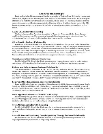 Endowed Scholarships - Dakota State University