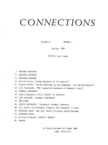 (1988). Thesis Abstracts. Connections - INSNA