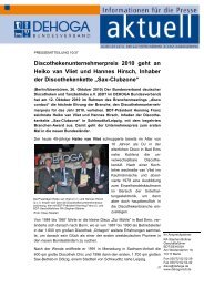 Discothekenunternehmerpreis 2010 geht an Heiko van Vliet und - BDT