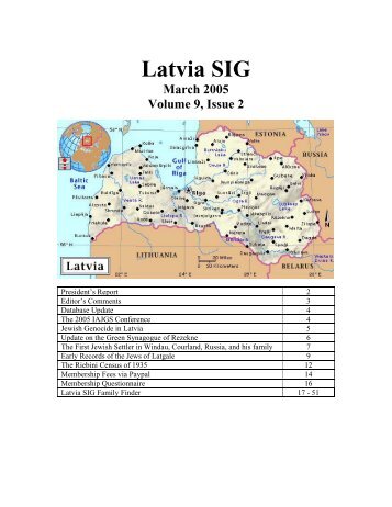 Latvia SIG March 2005 Volume 9, Issue 2 - JewishGen