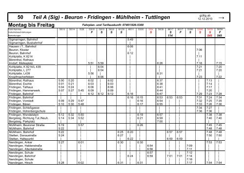 50 Teil A (Sig) - Beuron - Fridingen - Mühlheim ... - TUTicket