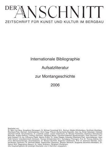 Internationale Aufsatzbibliographie 2006 - Vereinigung der Freunde ...