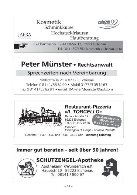 Volkshochschule Eichenau Tel. 08141/80405 Fax ... - VHS Eichenau