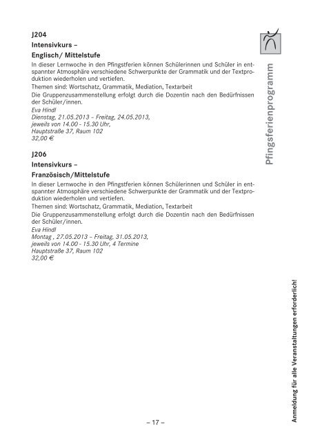 Volkshochschule Eichenau Tel. 08141/80405 Fax ... - VHS Eichenau