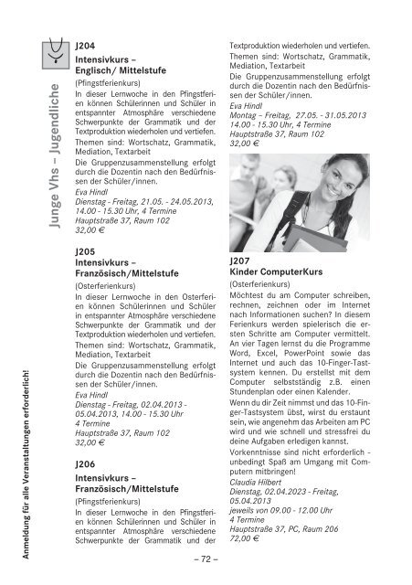 Volkshochschule Eichenau Tel. 08141/80405 Fax ... - VHS Eichenau