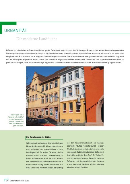 Geschäftsbericht 2010 - Städtische Wohnungsbau GmbH Lahr