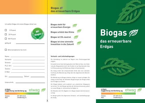 Biogas-Flyer - erdgas toggenburg werdenberg ag