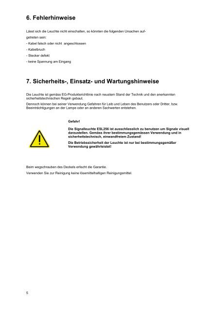 Betriebsanleitung Signalleuchte ESL256 - Elwitec Gmbh ...