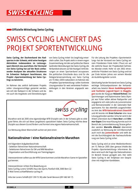 Swiss Cycling Journal 01/2005