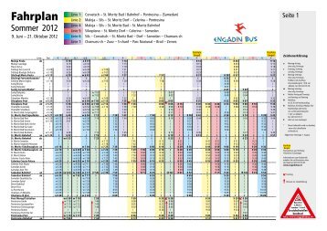 Fahrplan Maloja – Pontresina und Chamues-ch - Engadin Bus