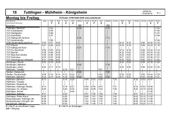 18 Tuttlingen - Mühlheim - Königsheim Montag bis Freitag - TUTicket