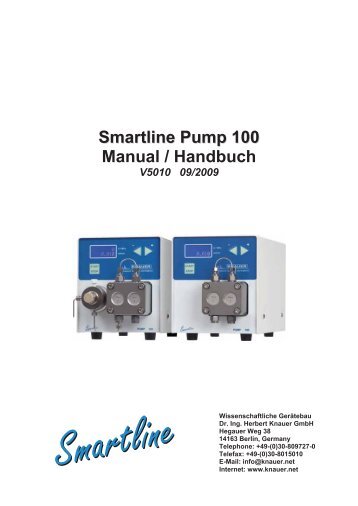 Smartline Pump 100 Manual / Handbuch V5010 09/2009