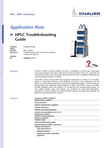 HPLC troubleshooting guide - KNAUER Advanced Scientific ...