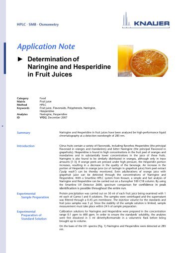 Determination of Naringine and Hesperidine in Fruit Juices