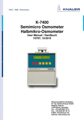 Using the Osmometer K-7400 - KNAUER Advanced Scientific ...