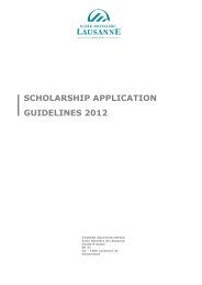 Scholarship application guidelines - Ecole Hôtelière de Lausanne