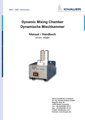 Dynamic Mixing Chamber Dynamische Mischkammer Manual ...