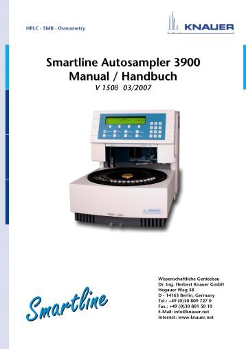 Smartline Autosampler 3900 Manual / Handbuch V 1508 03/2007