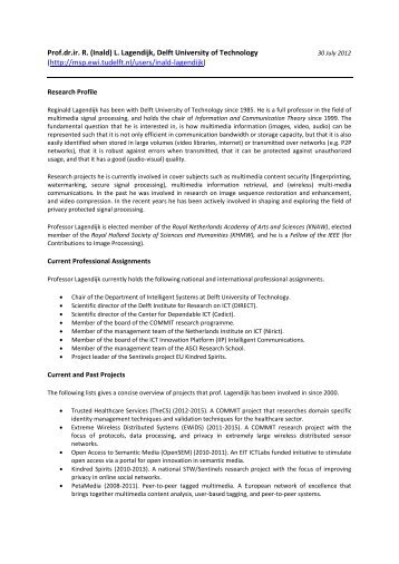 Prof.dr.ir. R. (Inald) L. Lagendijk, Delft University of ... - TU Delft