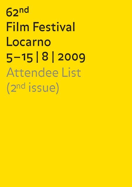 Attendee List (2nd issue) - Festival del film Locarno
