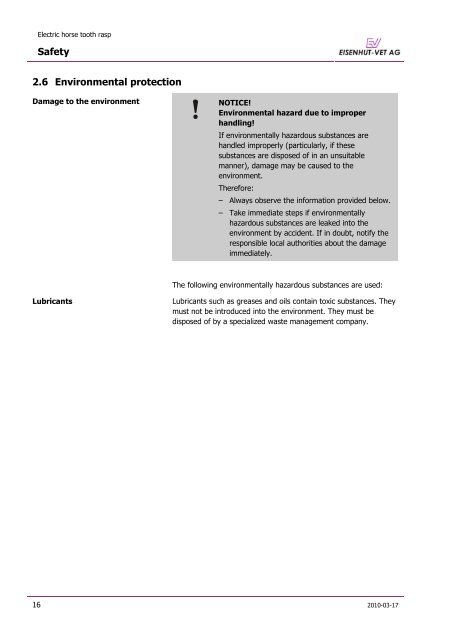 SWISSFLOAT Operating manual E KRESS - Eisenhut-Vet AG