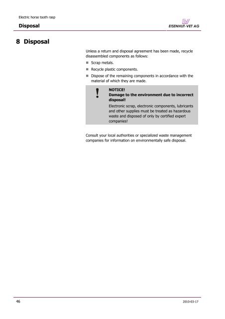 SWISSFLOAT Operating manual E KRESS - Eisenhut-Vet AG