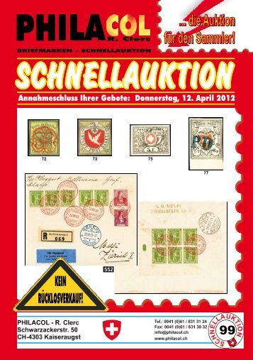 Philacol, R. Clerc - Schnellauktion vom 12. April 2012