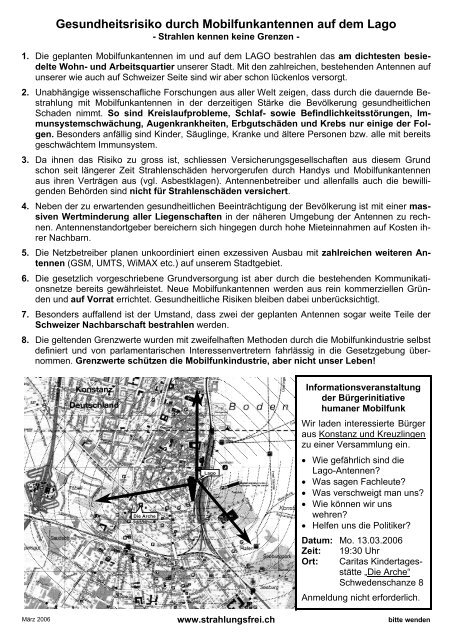 Unterschriftenliste gegen die Mobilfunkantennen ... - Strahlungsfrei.ch
