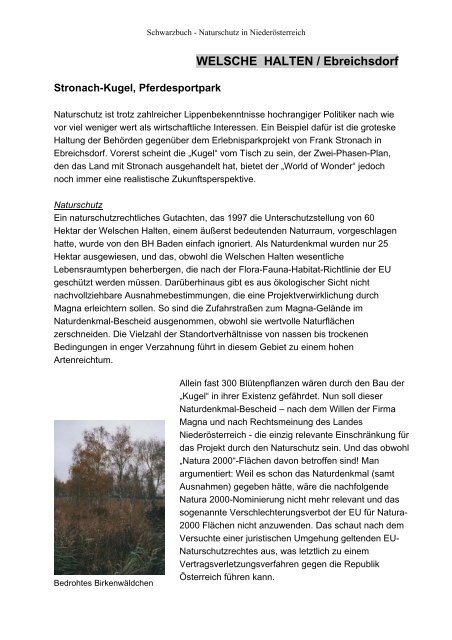 Schwarzbuch der Natursünden in Niederösterreich, 1999 - PRB