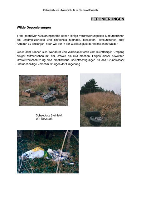 Schwarzbuch der Natursünden in Niederösterreich, 1999 - PRB