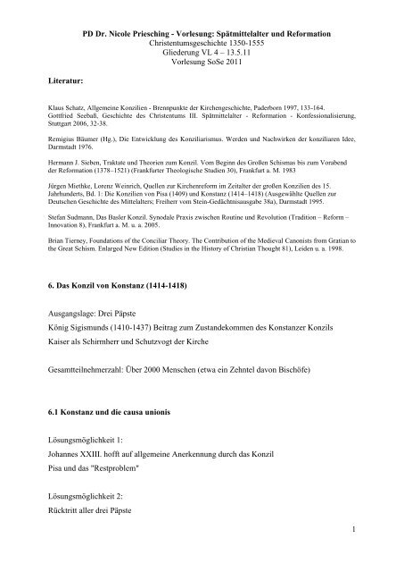 PD Dr. Nicole Priesching Vorlesung Spätmittelalter und