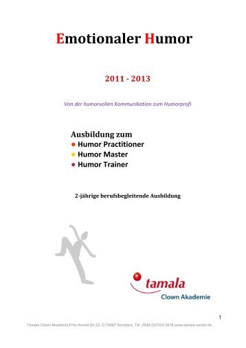 EMOTIONALER HUMOR Ausbildungsinfo 2011-2013 - Tamala-Center