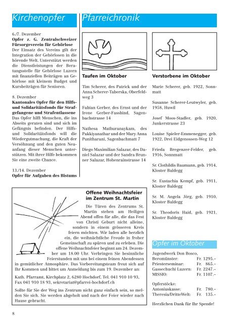 Pfarreiblatt - Pfarrei Hochdorf