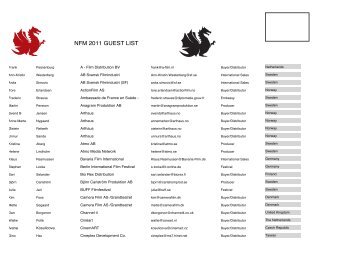 NFM 2011 GUEST LIST - Göteborg International Film Festival