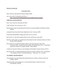 WENDY DONIGER Curriculum Vitae - Divinity School - University of ...