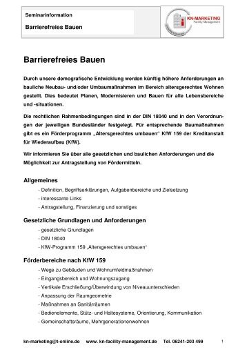 Barrierefreies Bauen - KN-Marketing Facility Management