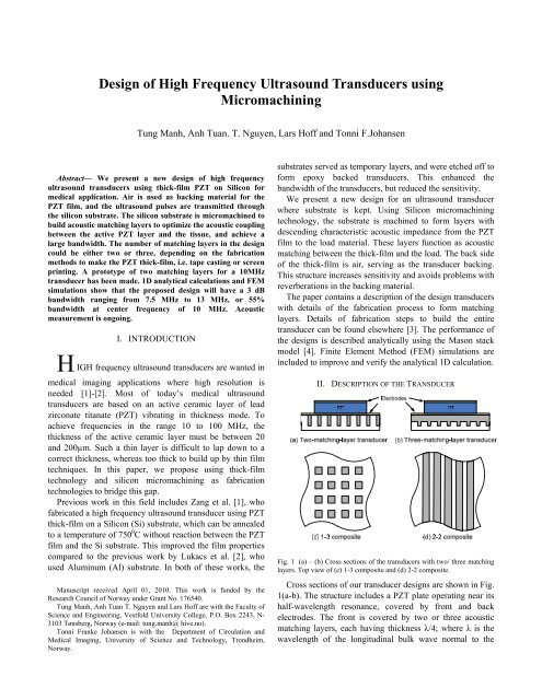 Design of High Frequency Ultrasound Transducers using ...