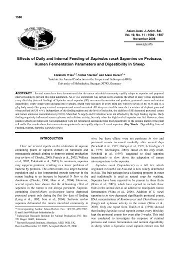 Effects of Daily and Interval Feeding of Sapindus rarak ... - AJAS