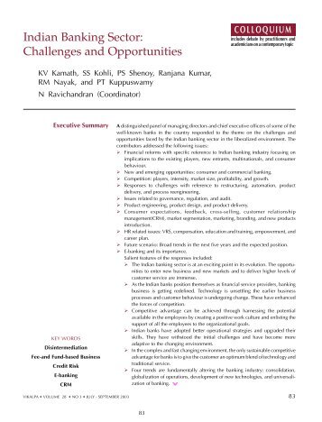 Indian Banking Sector: Challenges and Opportunities - Vikalpa